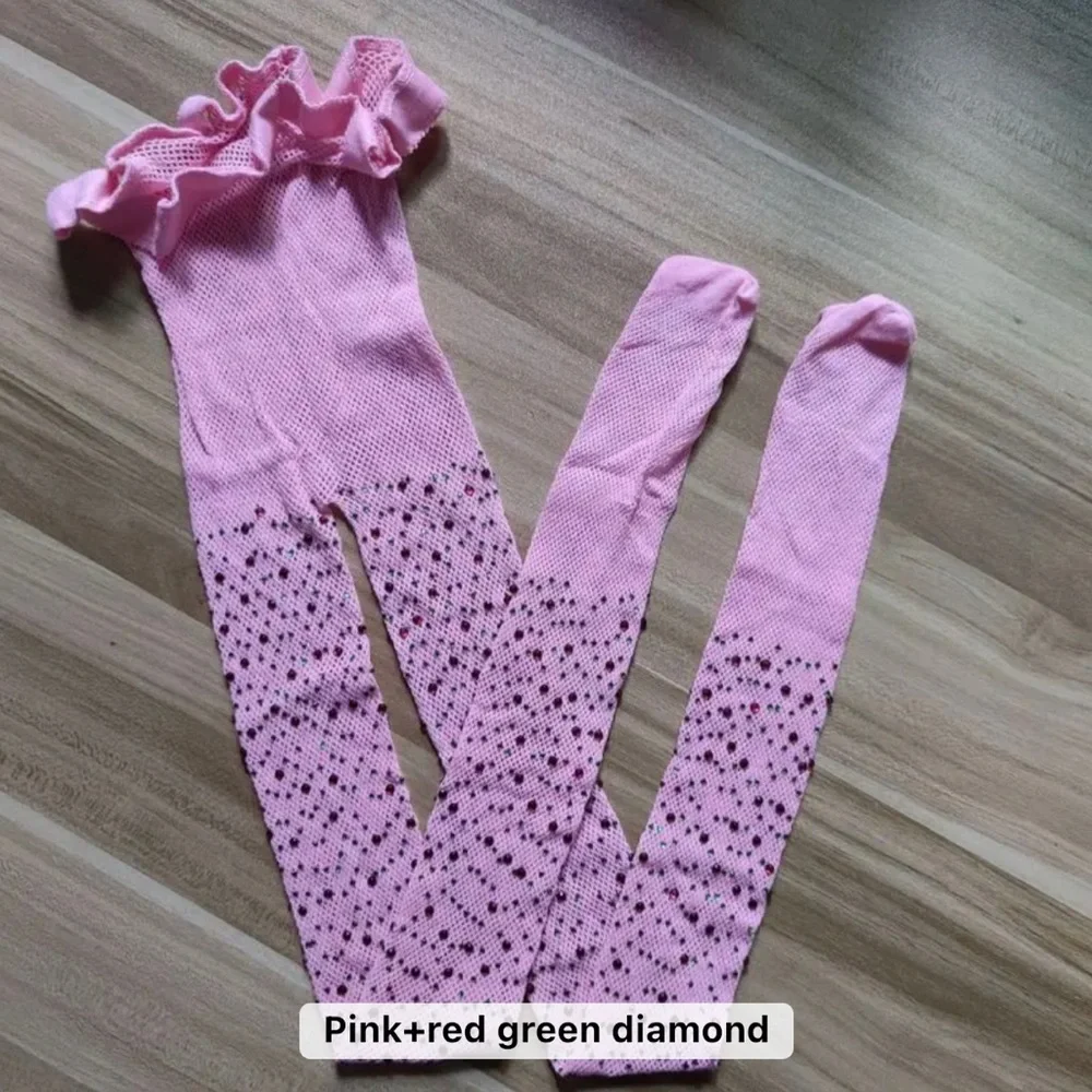 3/$20 Kids Mesh Fishnet Net Tights Baby Rhinestone Pantyhose- Pink